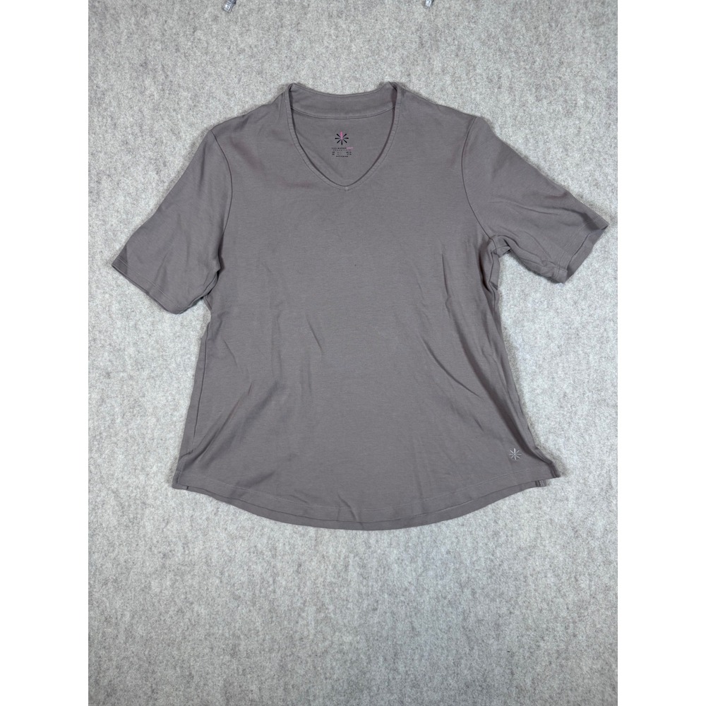 k186. Isaac Mizrahi‎ Live Essentials V-Neck T-Shirt Taupe Brown Cotton Size L